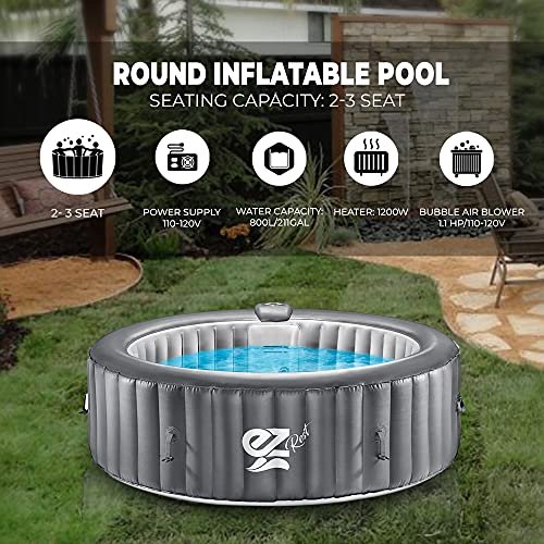 SereneLife Hot Tub | 4-Person Round Inflatable Heated Pool Spa - Hot ...
